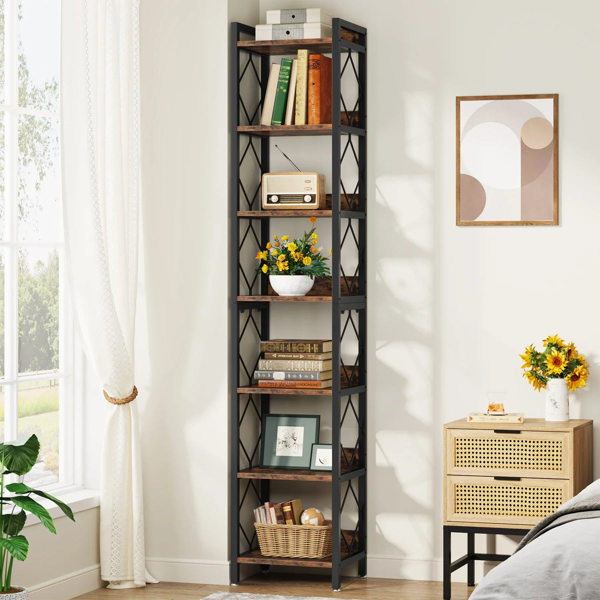 Tribesigns Narrow Bookshelf With Seven Tier Display Shelves