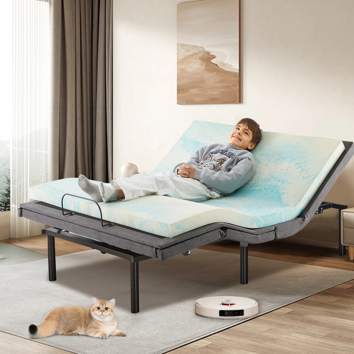 JHK Ergonomic Zero Gravity Adjustable Bed Frame With USB Ports