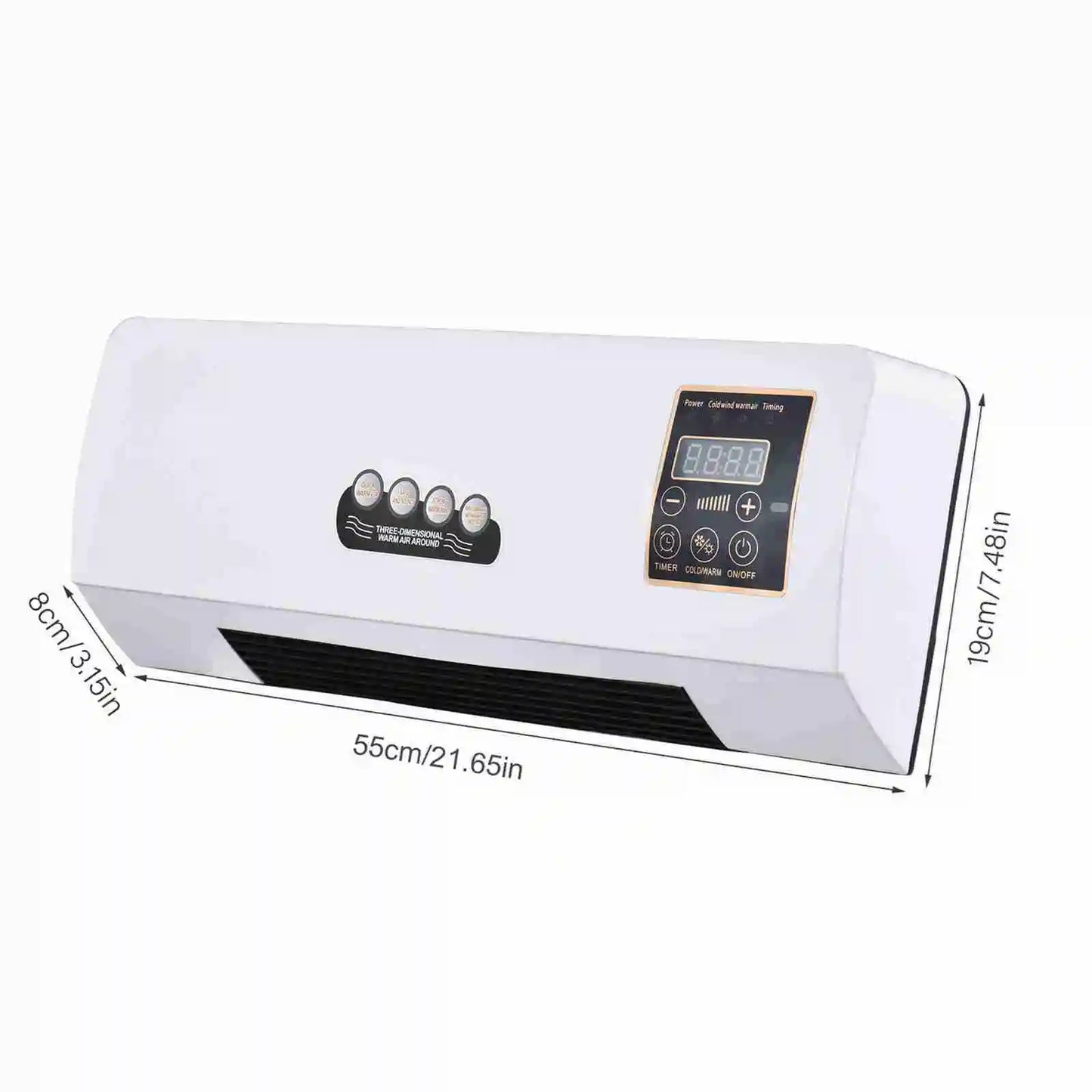 Qiilu 2-In-1 Heater And Fan Wall Mounted With Digital Display