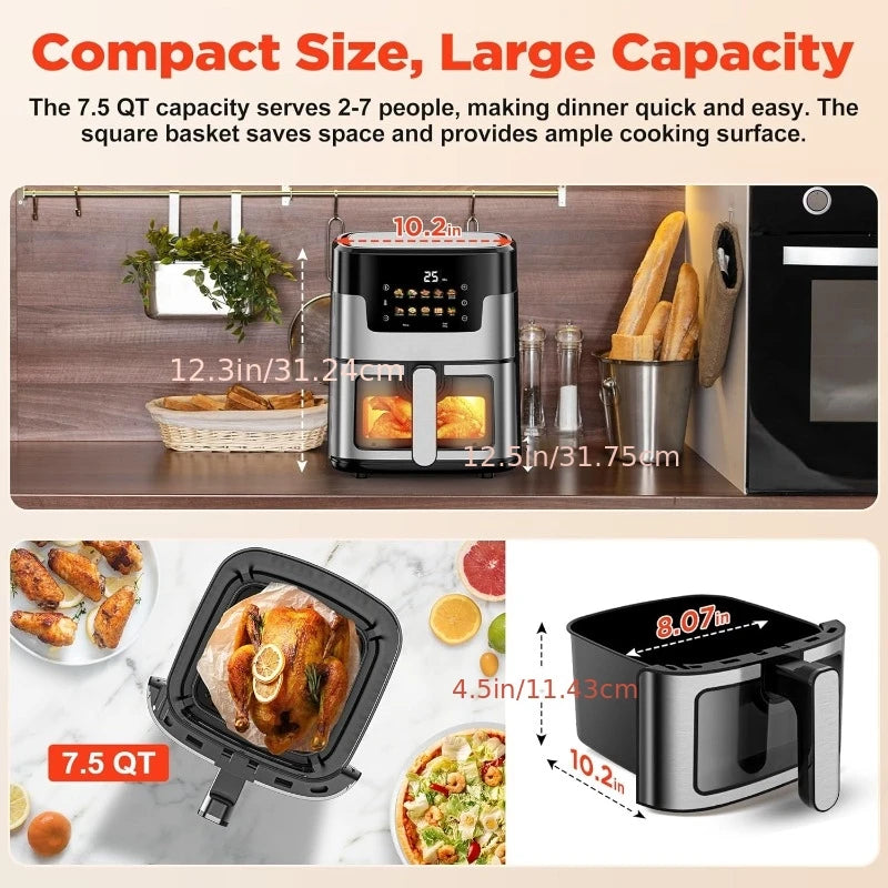 12L Visual Intelligent Fully Automatic Air Fryer Stainless Steel