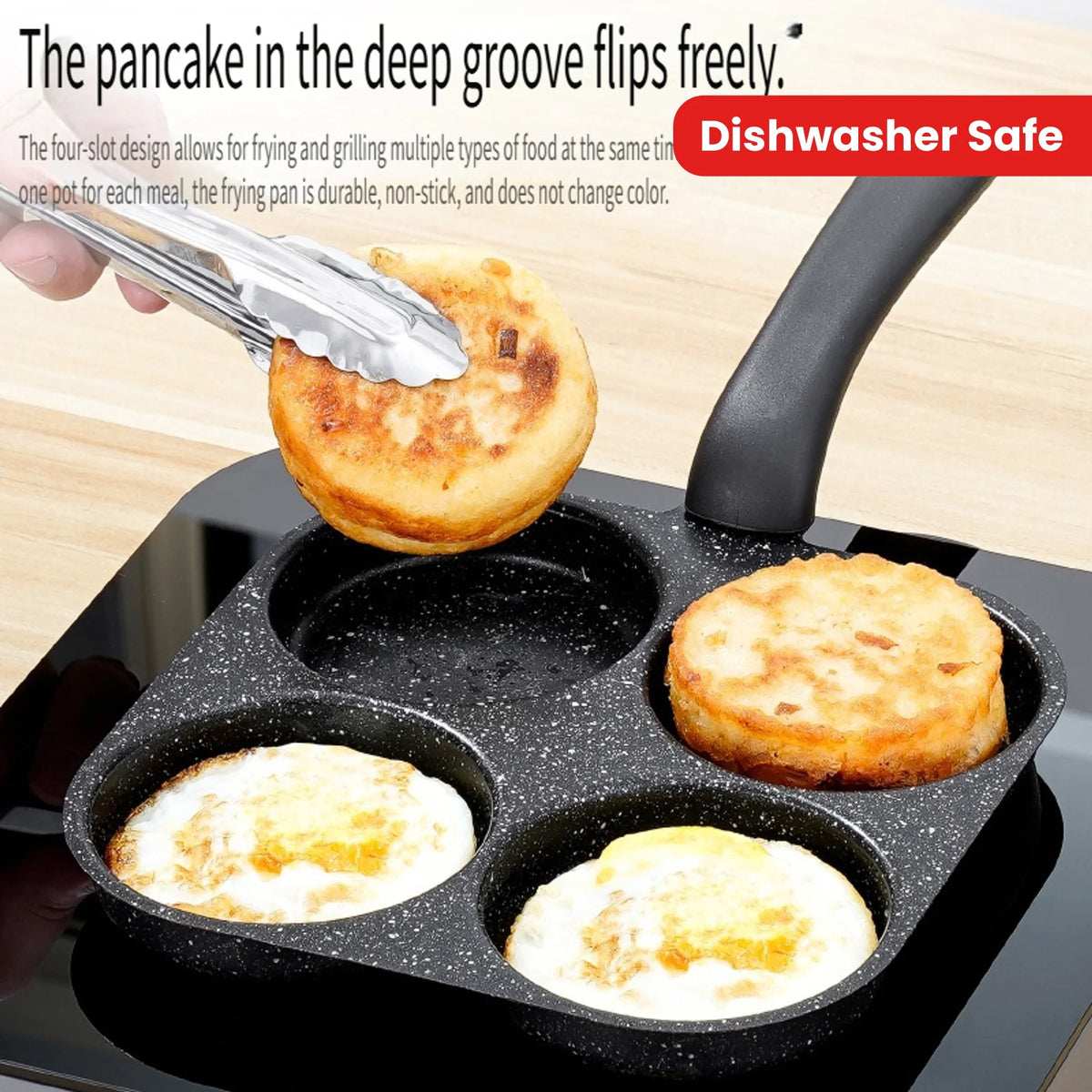 Nonstick Four Hole Omelette Pan For Eggs Dumplings And Burgers
