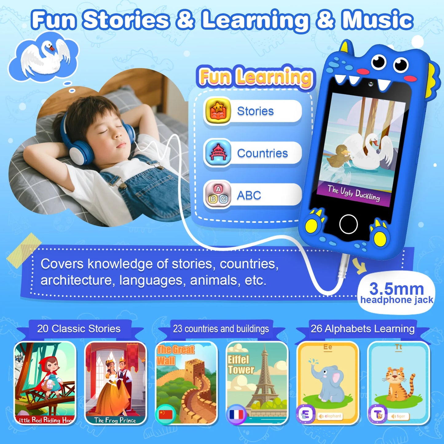 SANMERSEN Dinosaur Kids Smart Phone Educational Toy For Ages 3-6