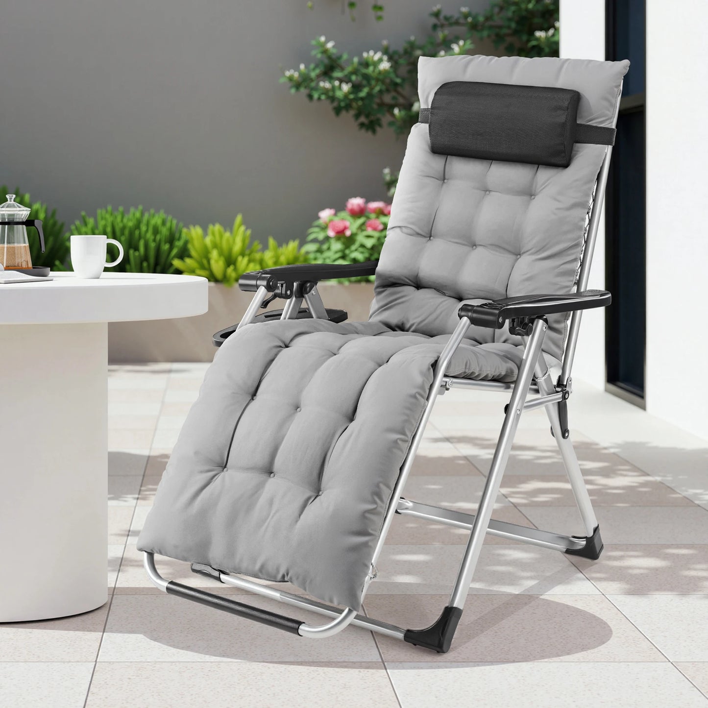 JHK Zero Gravity Recliner Patio Lounge Chair With Cup Holders