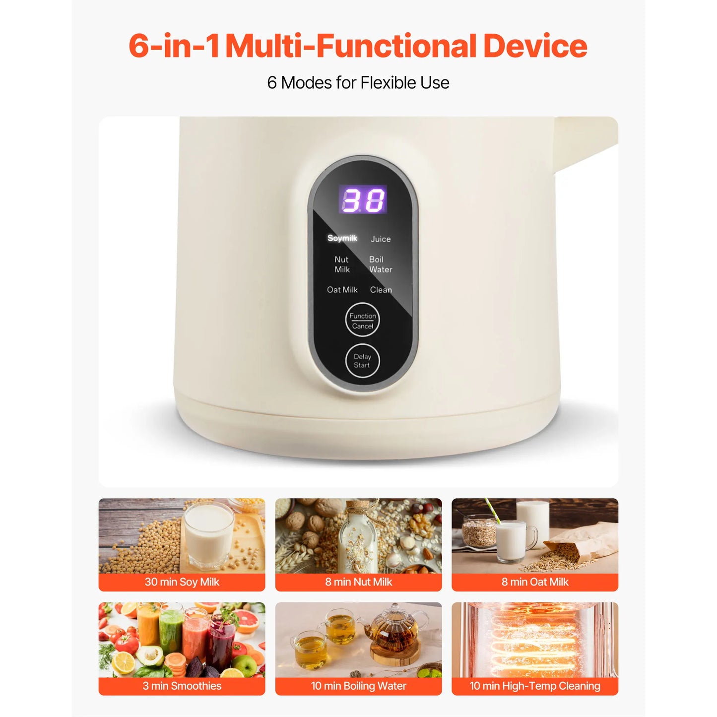 VEVOR 8-in-1 Nut Milk Maker With Self Cleaning