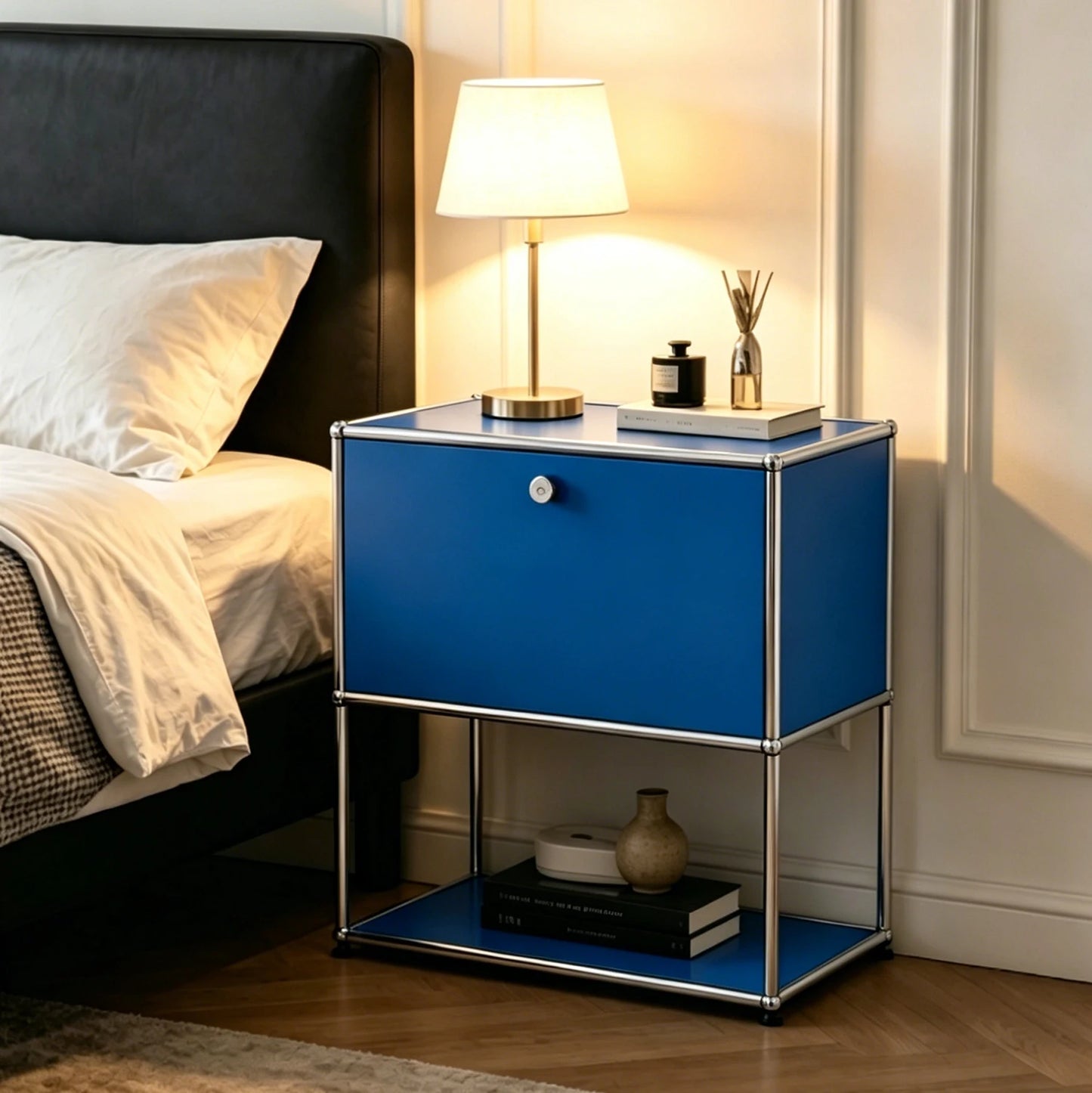 Furgle Modern Modular Nightstand With Metal Frame And Storage
