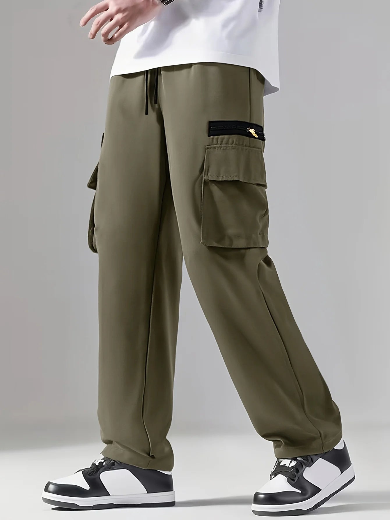 Winthunder Men Regular Outdoor Pants With Multi Pocket Drawstring Waist