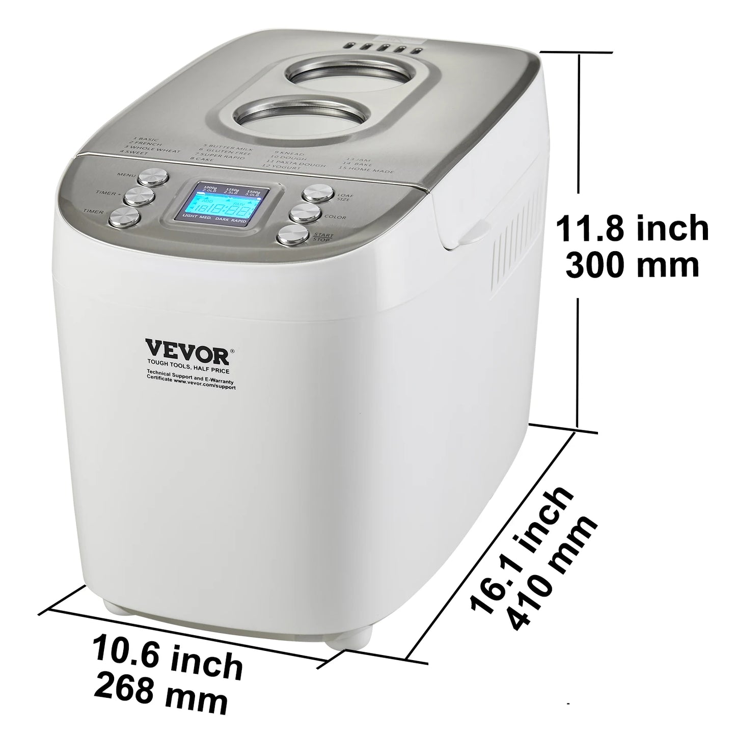 SucceBuy 15 In 1 Bread Maker With Gluten Free Setting And Non Stick Ceramic Pan