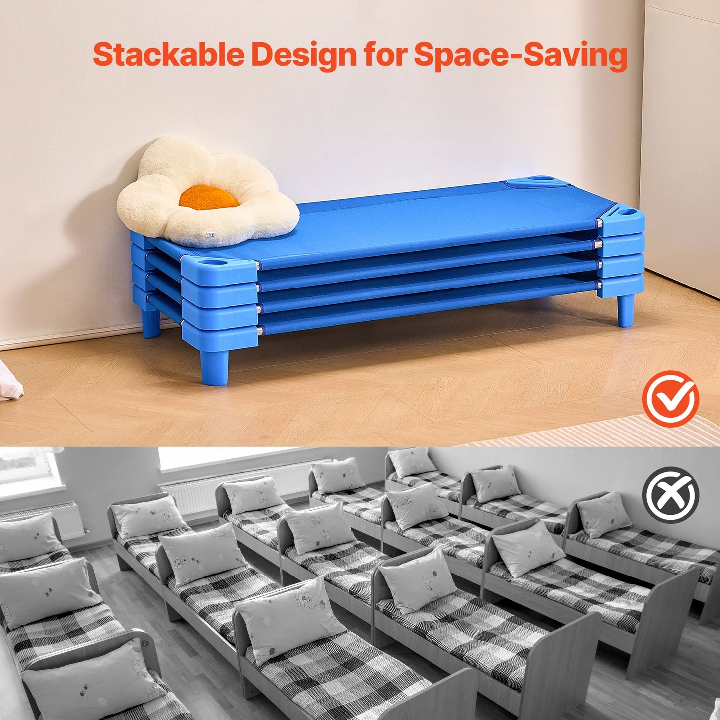 VEVOR Stackable Kiddie Nap Cots Pack Of Four Or Six