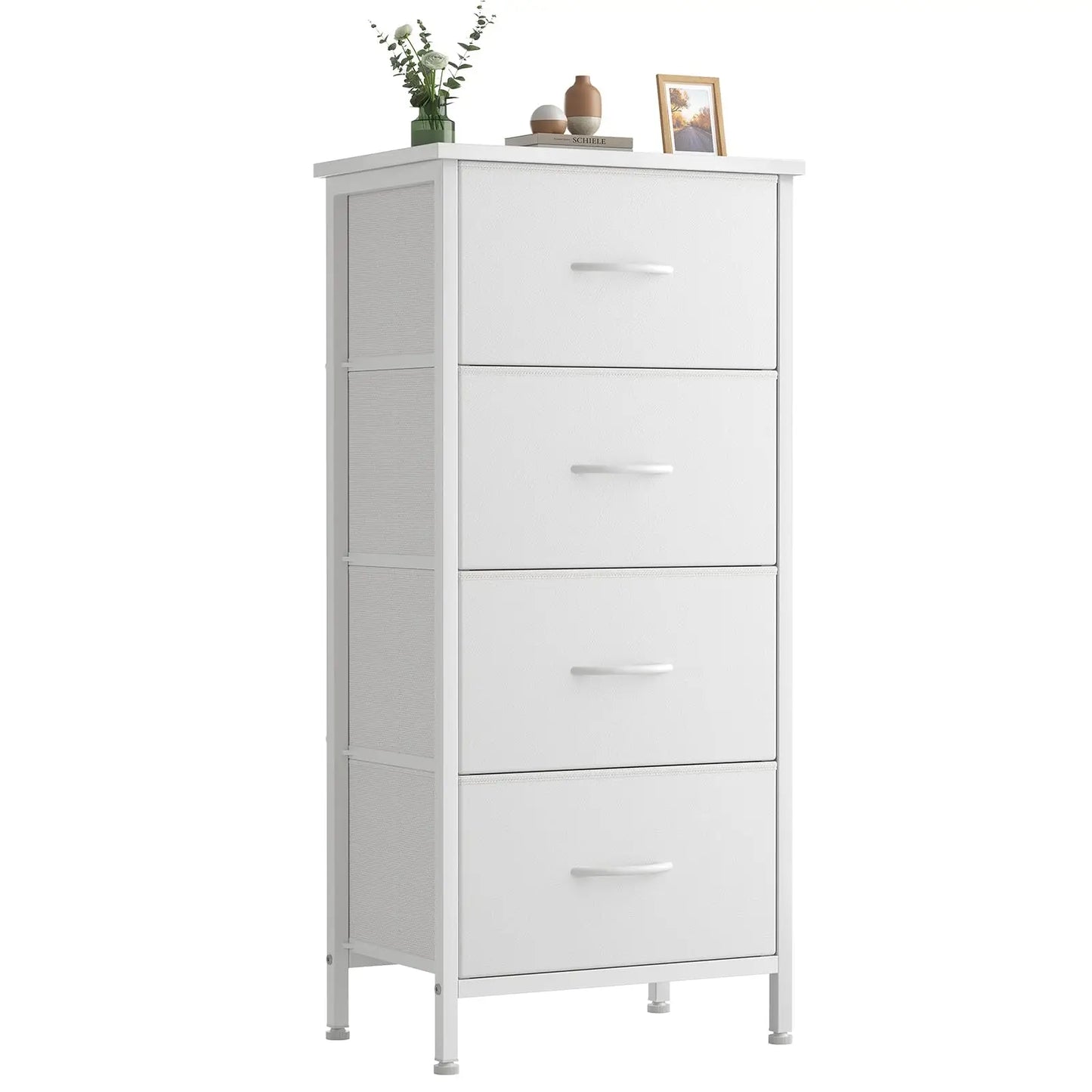 XIUWO Nightstand With Four Fabric Drawers Bedside Table