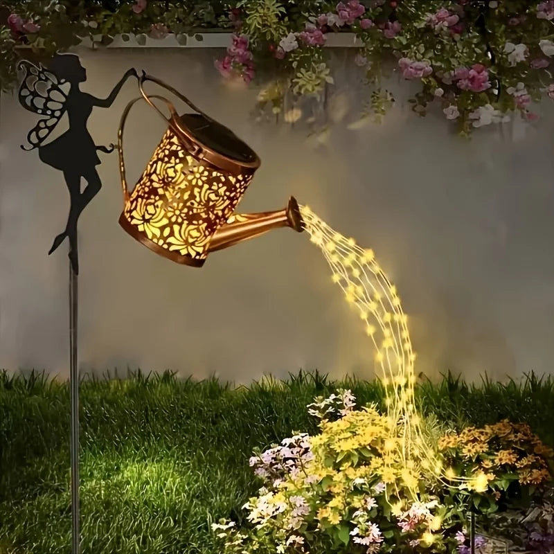 Solar Watering Can Fairy Lights Outdoor Garden Decoration