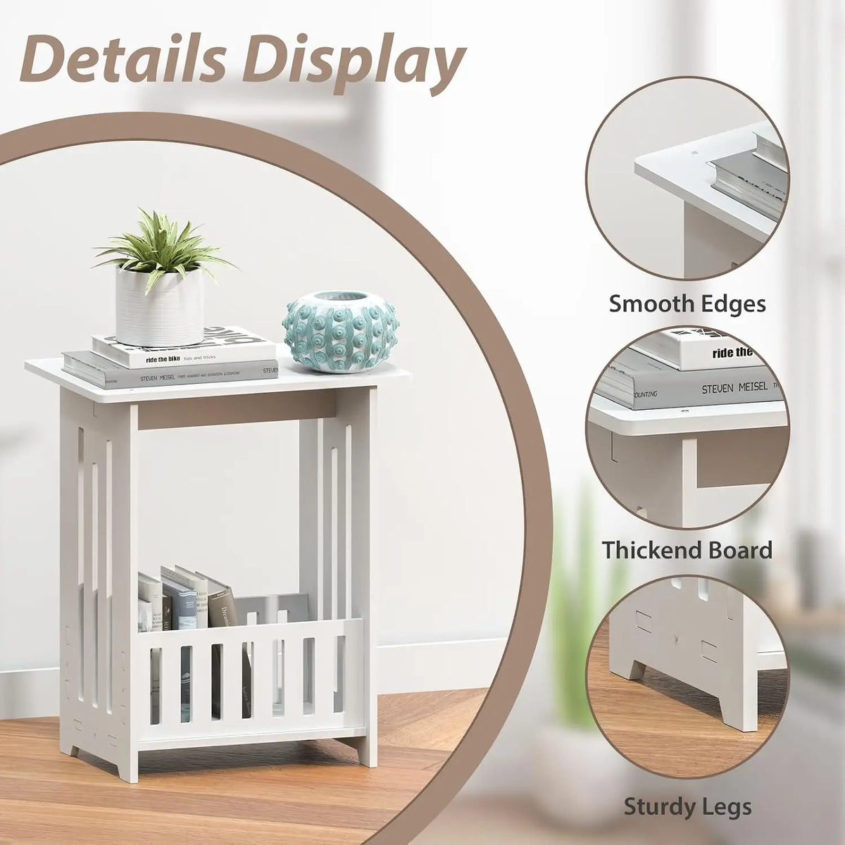 Oyajia Bedside Table With Storage Shelf For Home Use