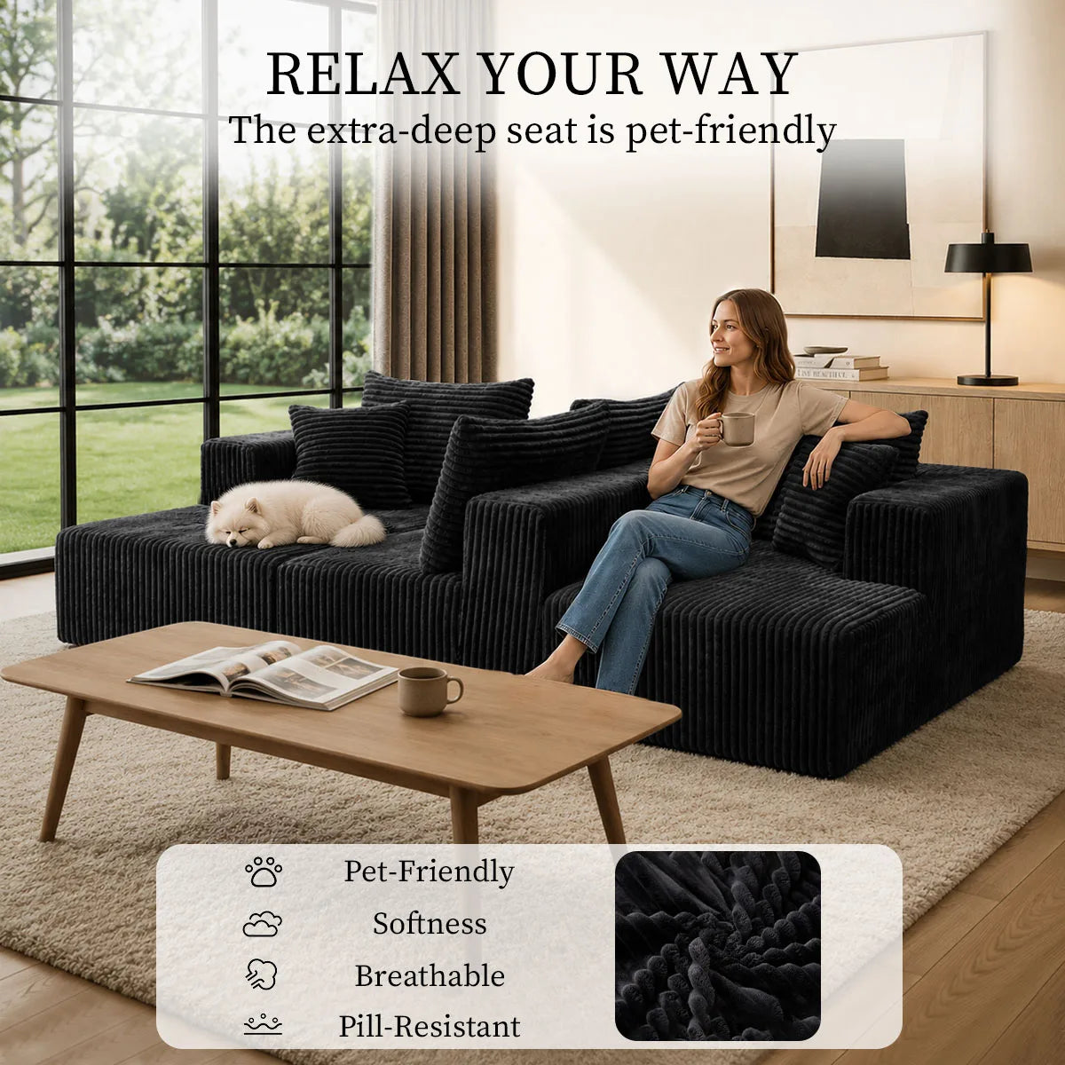Modern U Shaped Modular Sectional Sofa With Dual Chaise Lounge
