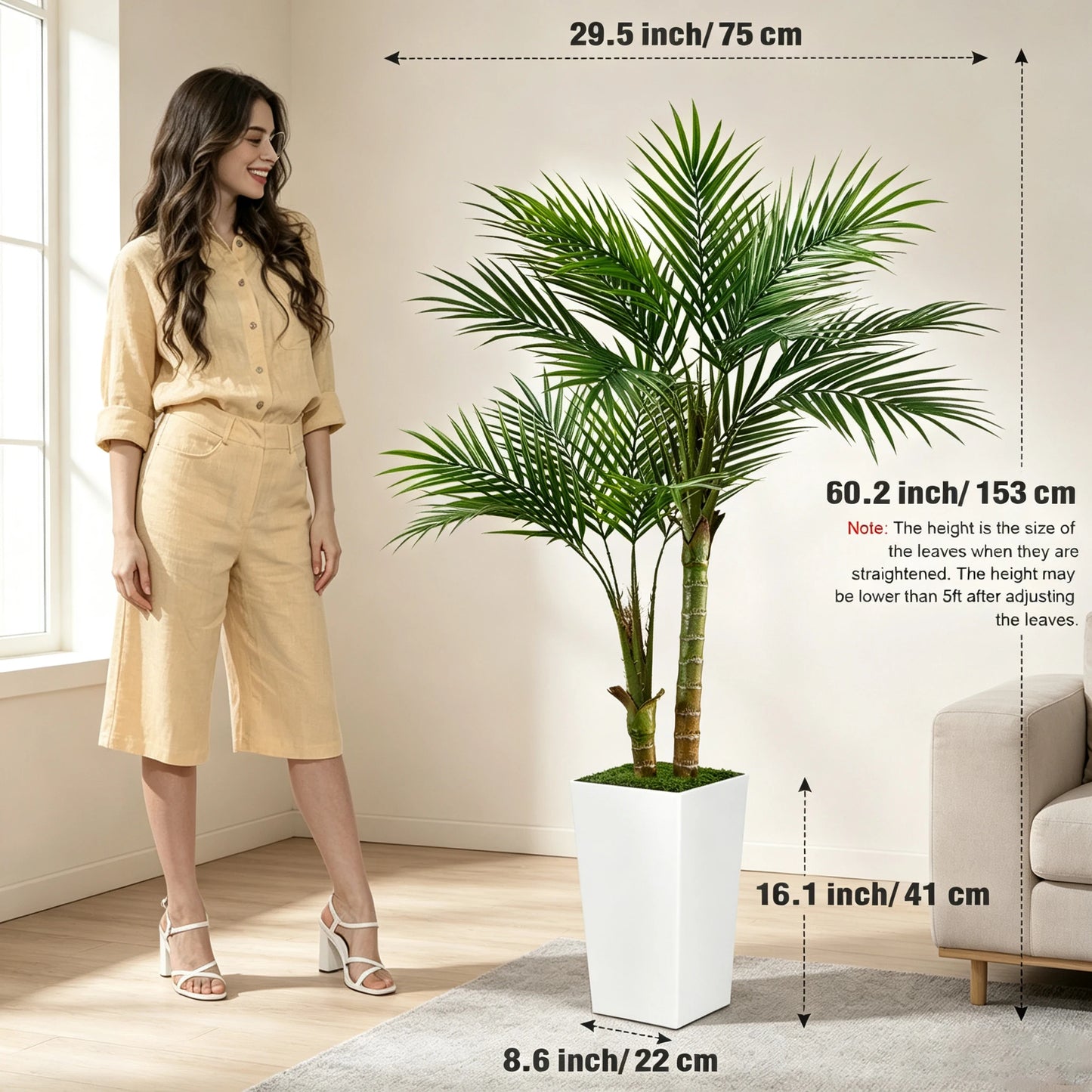 Olitree Artificial Areca Palm Tree With Decorative Floor Planter