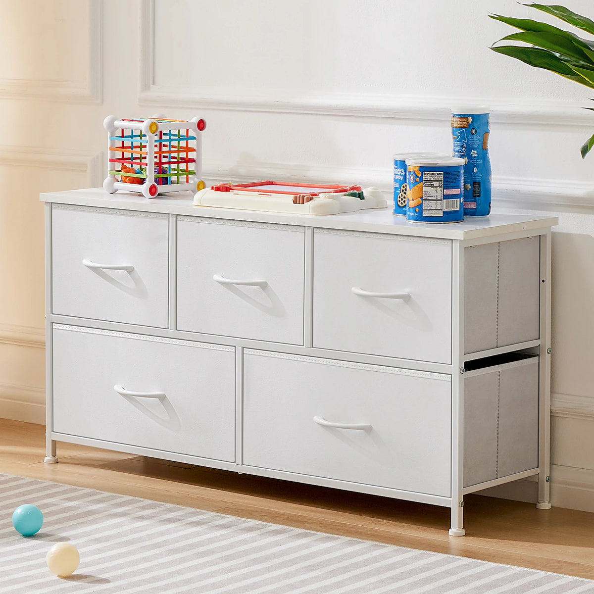 JHK Bedroom Wardrobe Dresser With Fabric Drawers Storage Cabinet
