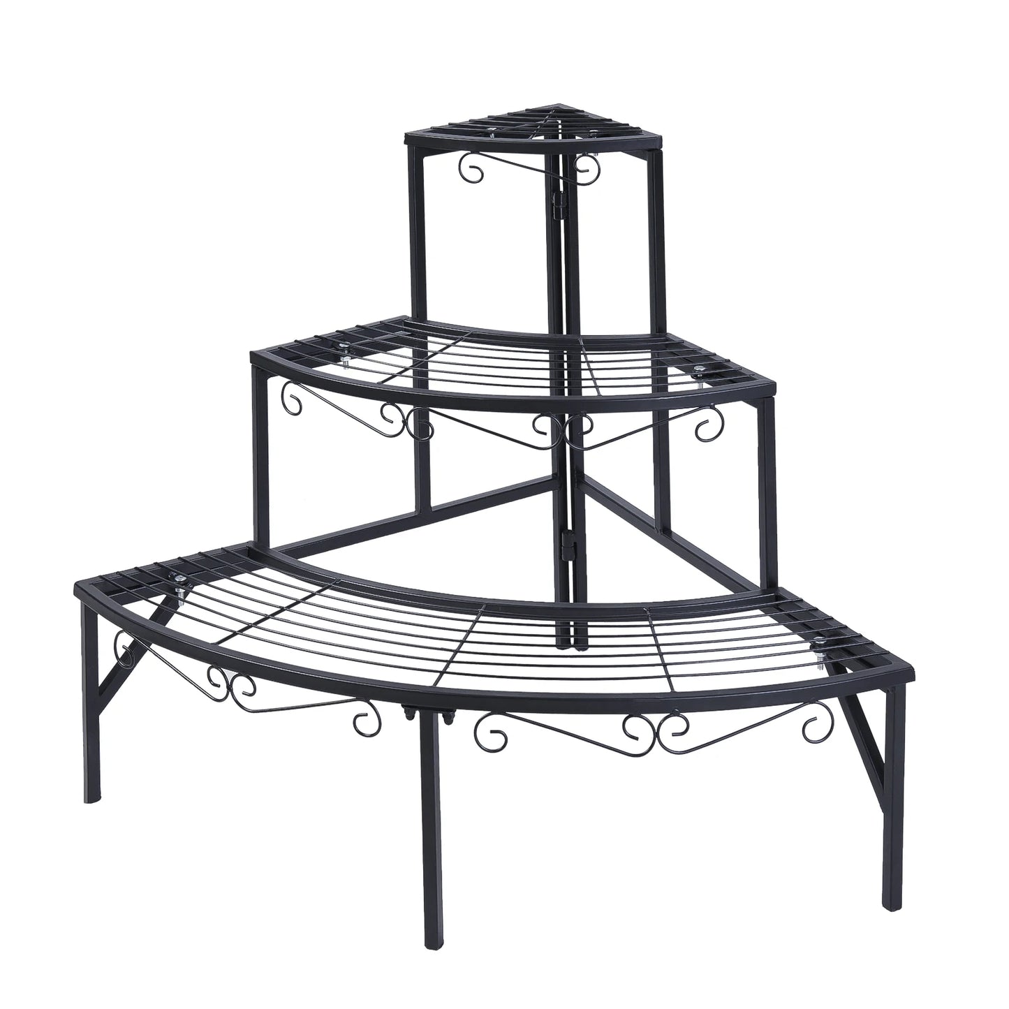 Wisfor Three Tier Corner Ladder Metal Plant Shelf For Garden