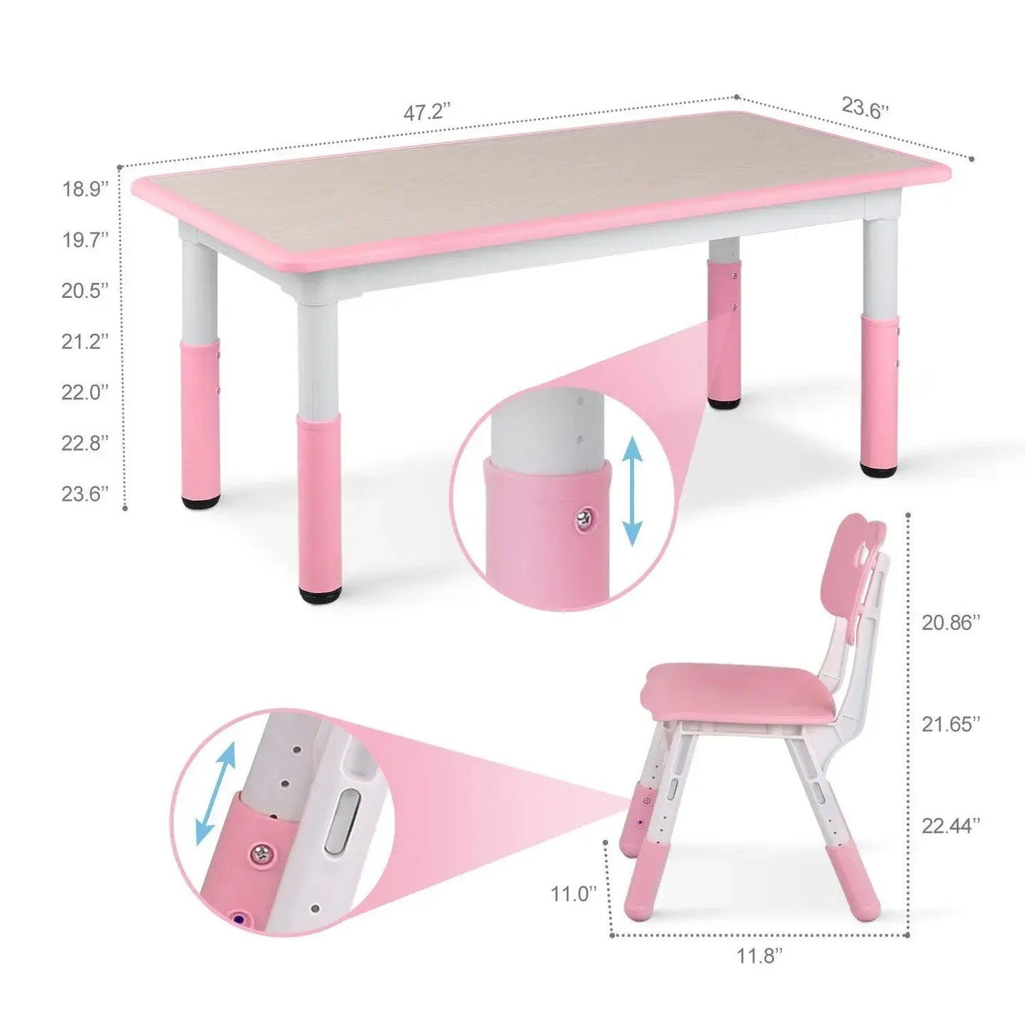 AuAg Kids Table And 4 Chairs Set Height Adjustable Graffiti