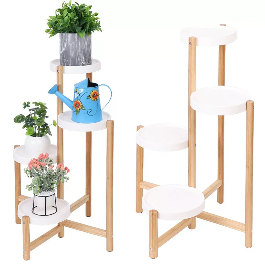 Wisfor Four Tier Bamboo Plant Stand Shelf Indoor Outdoor Display