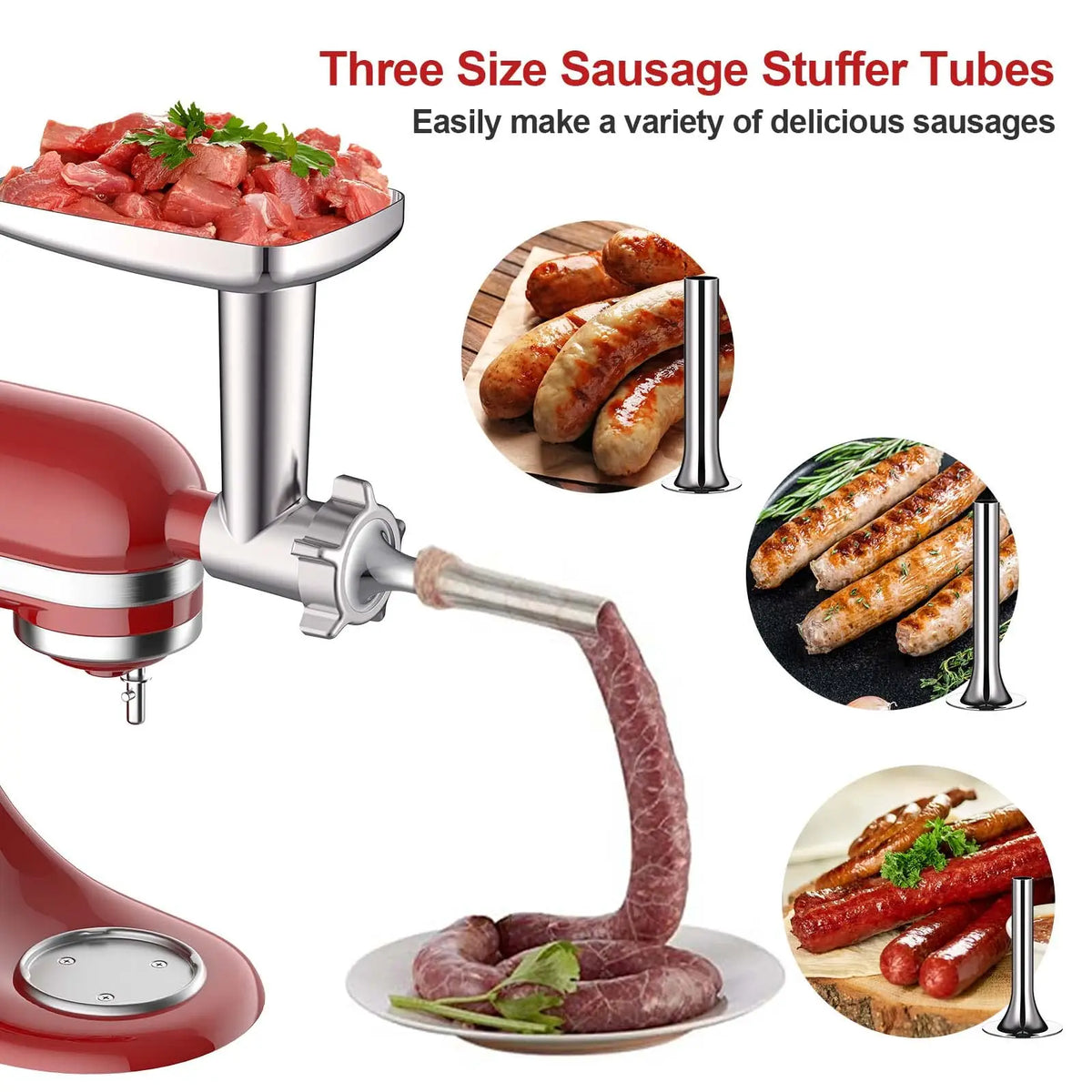 GVODE Stainless Steel Meat Grinder Attachment For KitchenAid Mixer