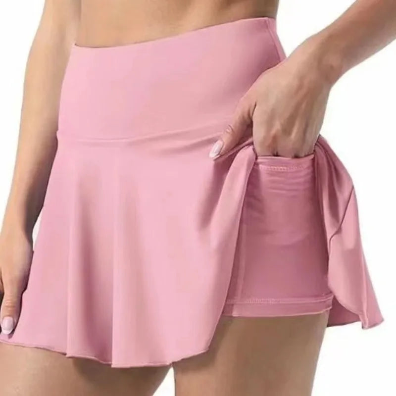 Women's Tennis Skirt With Pockets High Waist Pleated