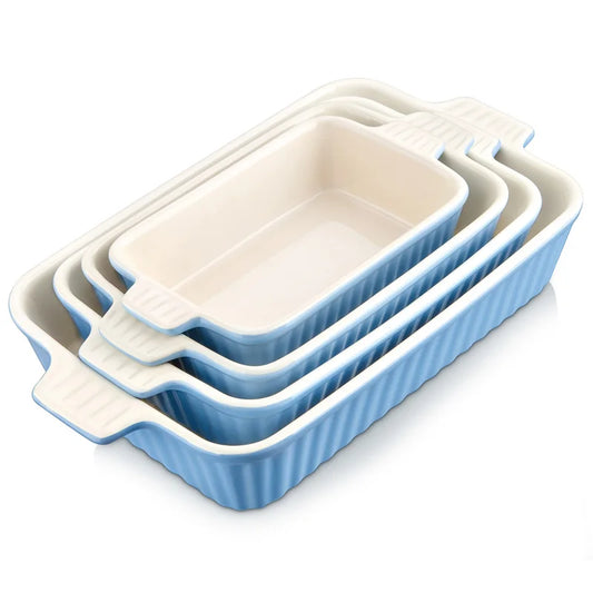 MALACASA Ceramic Baking Dish Set For Casserole And Pie