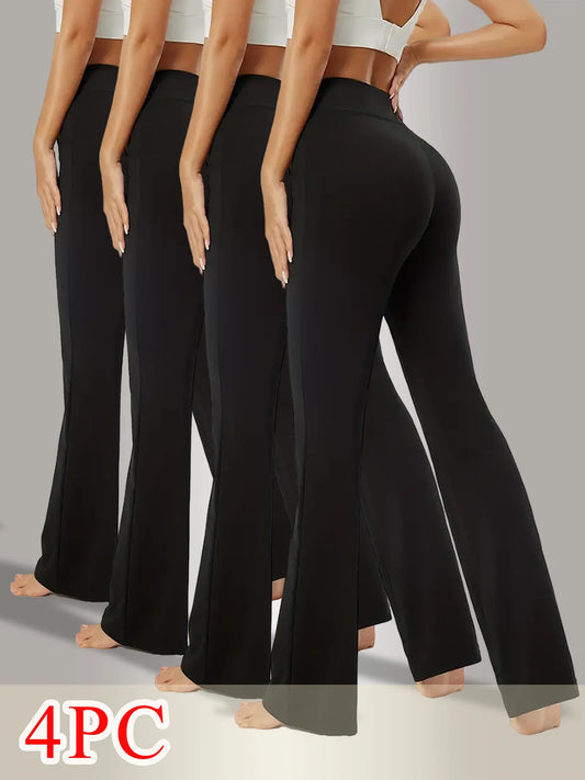 4-Piece Set High Waisted Women's Bell Bottom Pants Slimming