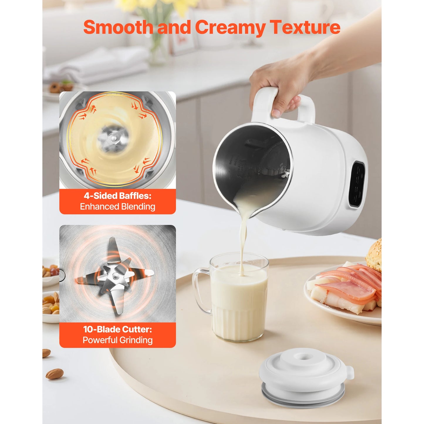 SucceBuy 8-in-1 Nut Milk Maker Self-Cleaning Soy Oat Beverage Maker