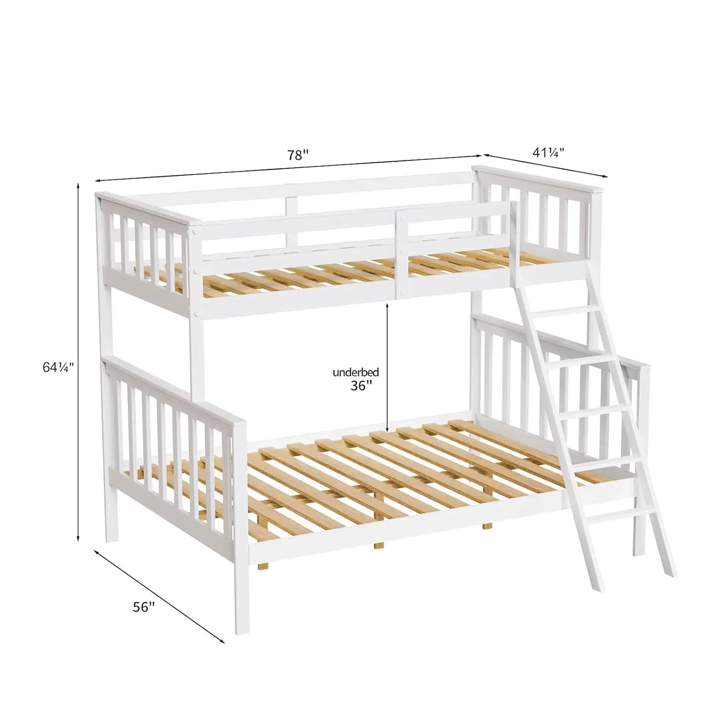 Convertible Twin Over Full Bunk Bed With Ladder And Guard