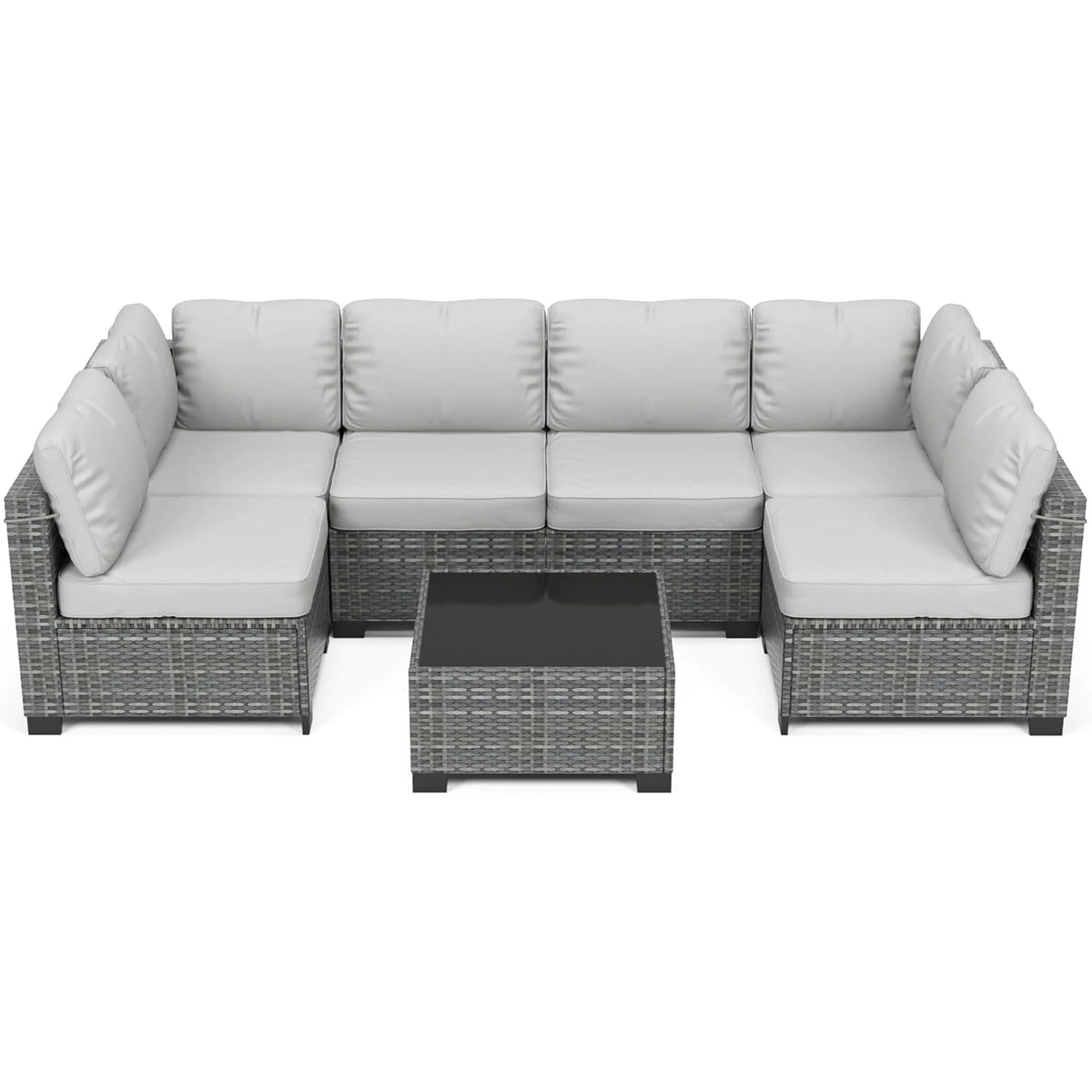 HiMISS Outdoor Modular Rattan Sectional Sofa Conversation Set