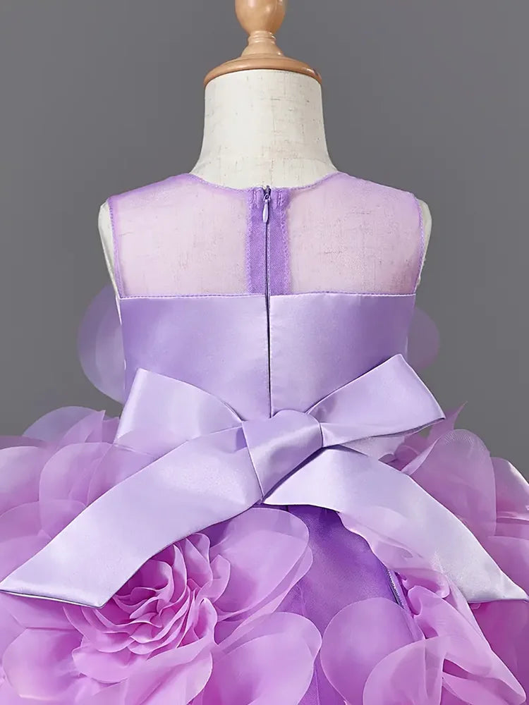Girls Elegant Princess Party Dress Floral Sleeveless Ball Gown