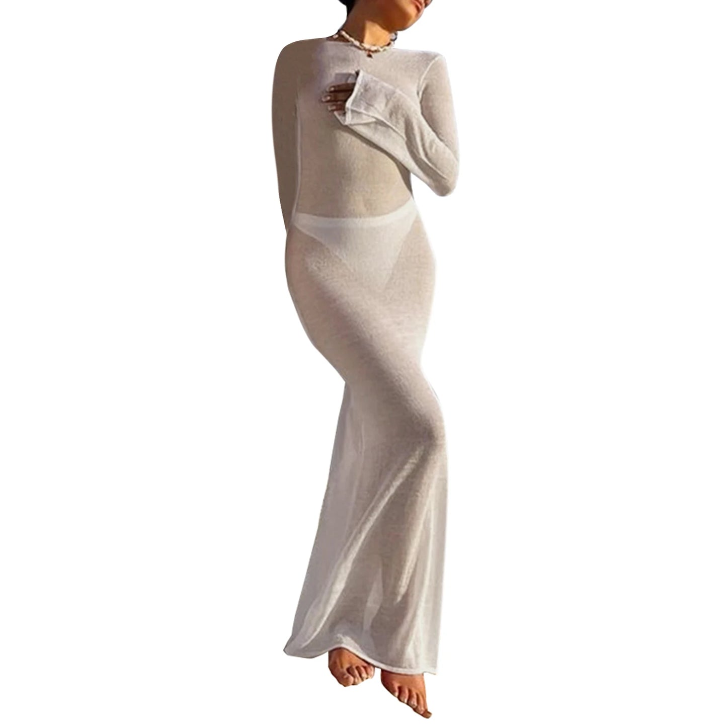 Women's Wrapped Beach Dress Backless See Through Cover Up