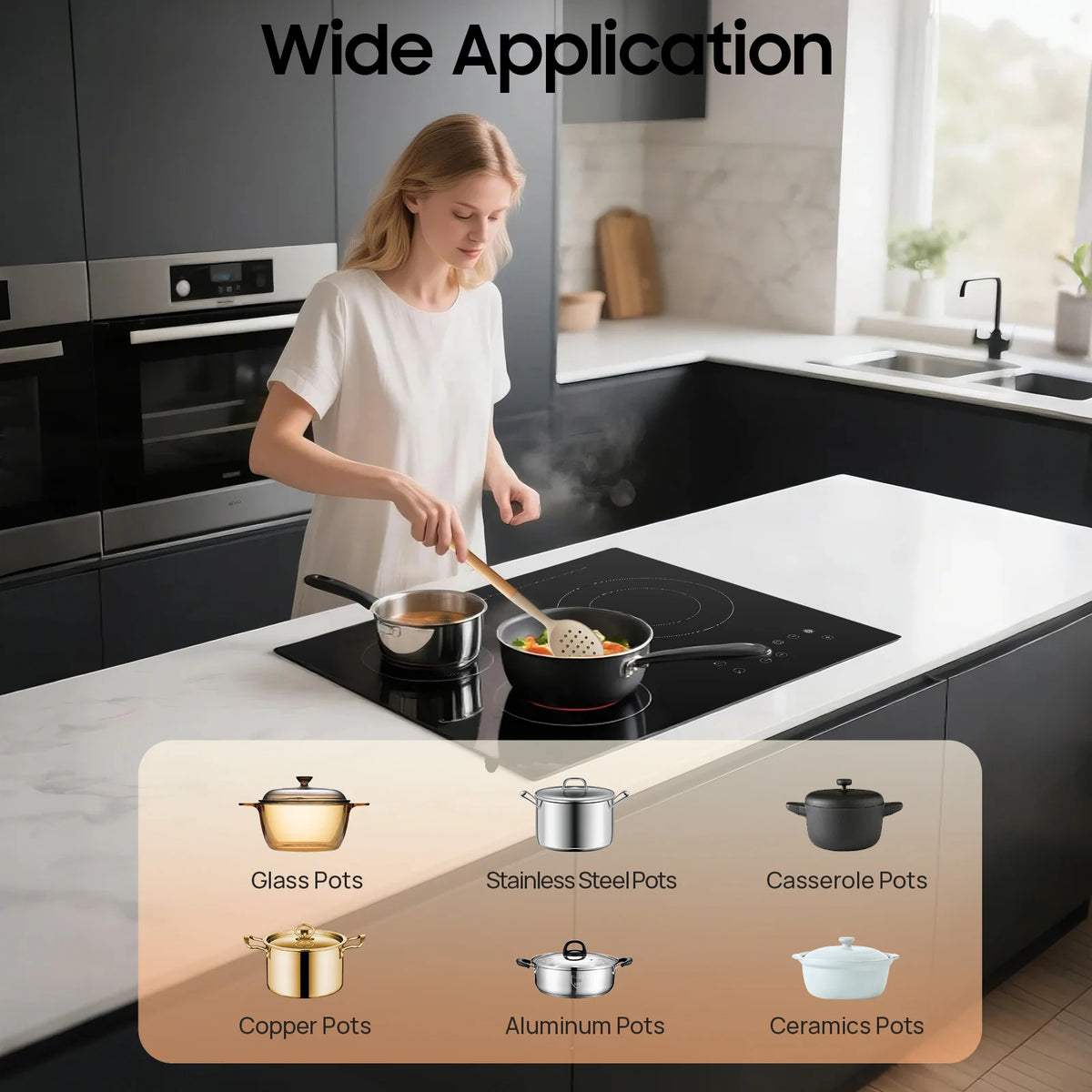 Portable Electric Ceramic Cooktop With Touch Control And Timer