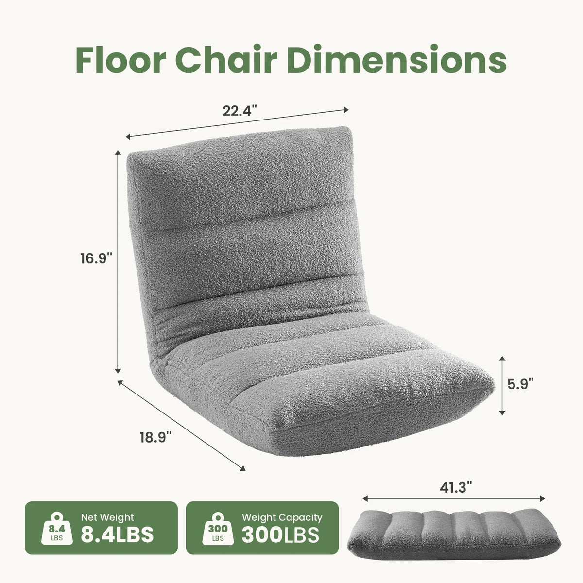 JHK Folding Floor Chair With Adjustable Back Support