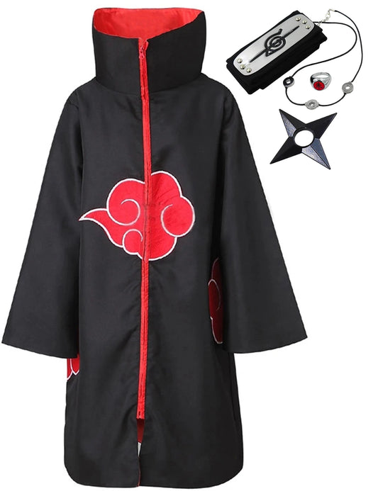 Anime Itachi Uchiha Akatsuki Cloak Cosplay Costume Set