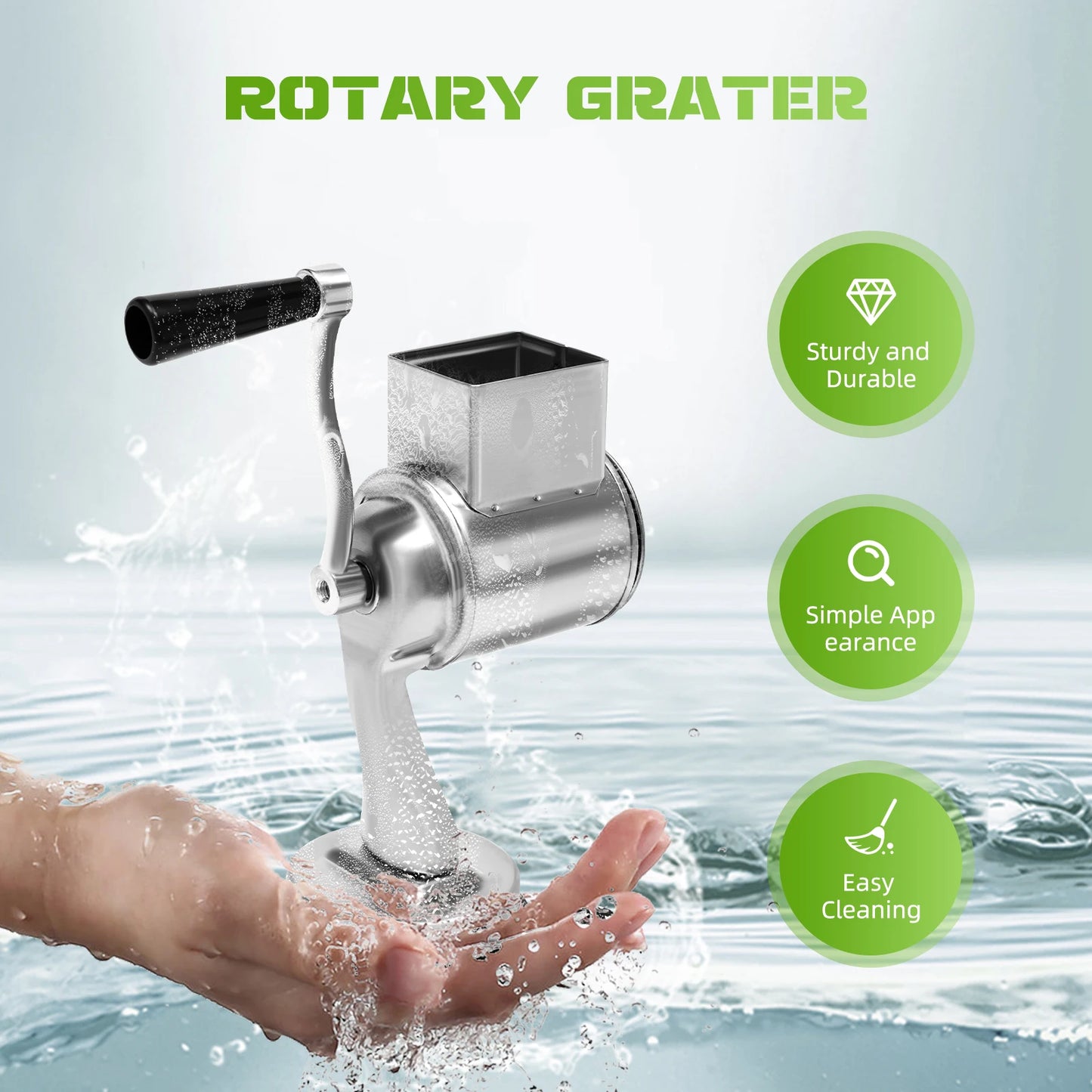 Rotary Grater With Five Stainless Steel Blades Vegetables And Nuts