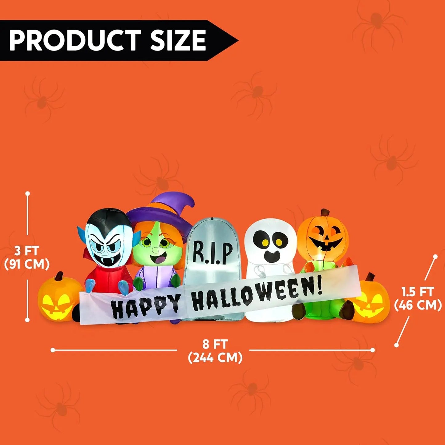 Joyfy Halloween Inflatable Tombstone Ghost Vampire Witch LEDs Decor