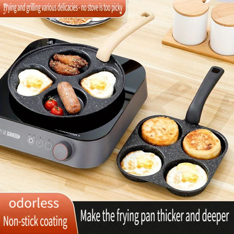 Nonstick Four Hole Omelette Pan For Eggs Dumplings And Burgers