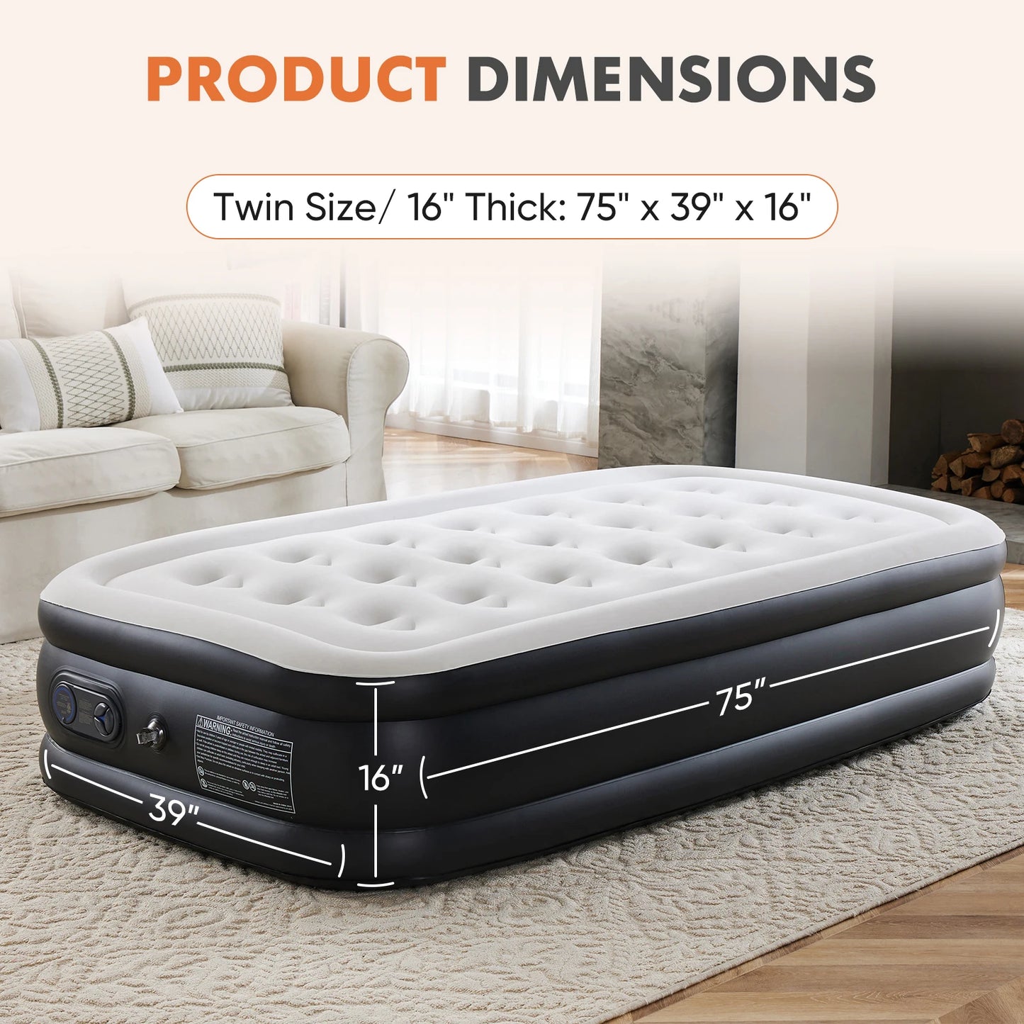 MCQ Air Mattress With Built In Pump Memory Foam Layer