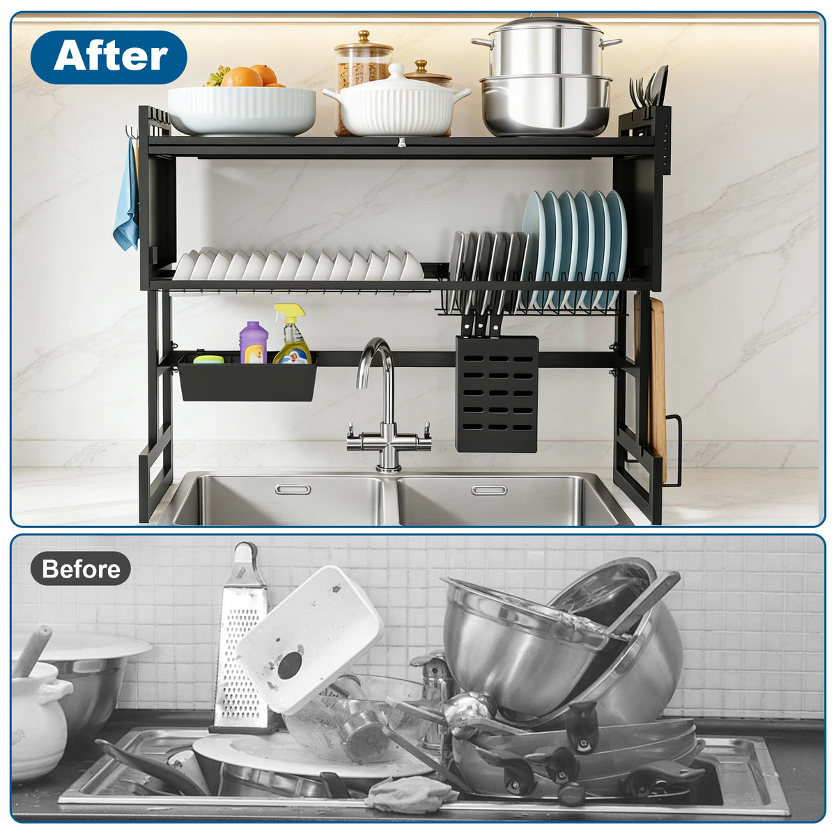 Stainless Steel Kitchen Sink Drying Rack With Space Saving Design