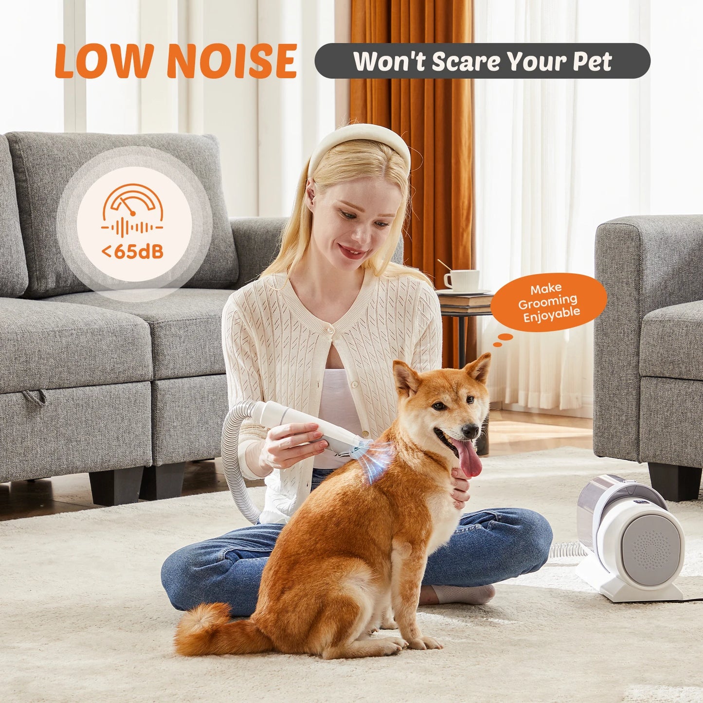 Sweetcrispy Professional Pet Grooming Vacuum Kit With Clippers