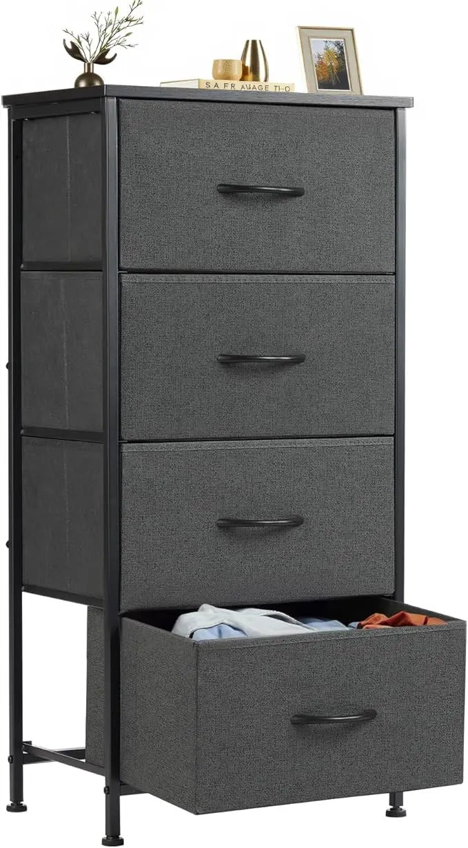 XIUWO Nightstand With Four Fabric Drawers Bedside Table