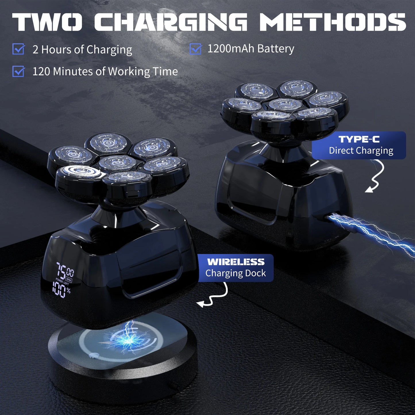 Sejoy 7D Head Shaver 6-In-1 Electric Razor For Men Waterproof