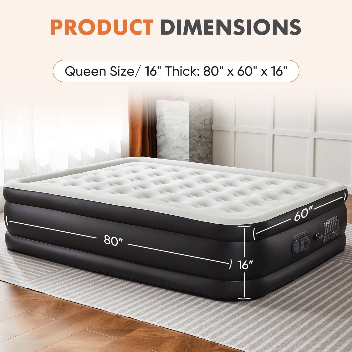 MCQ Air Mattress With Built In Pump Memory Foam Layer