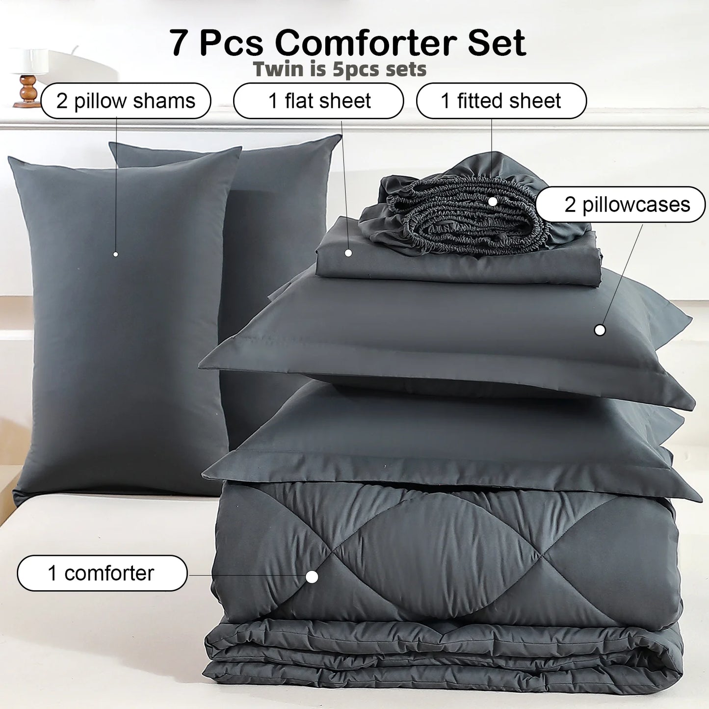 Easyum Premium Polyester Bedding Set With Comforter And Sheets