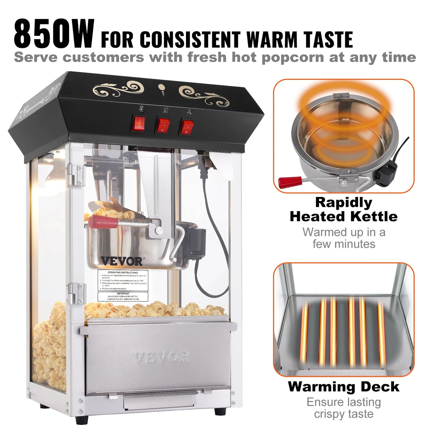 Succebuy 8 Oz Commercial Countertop Movie Theater Popcorn Maker