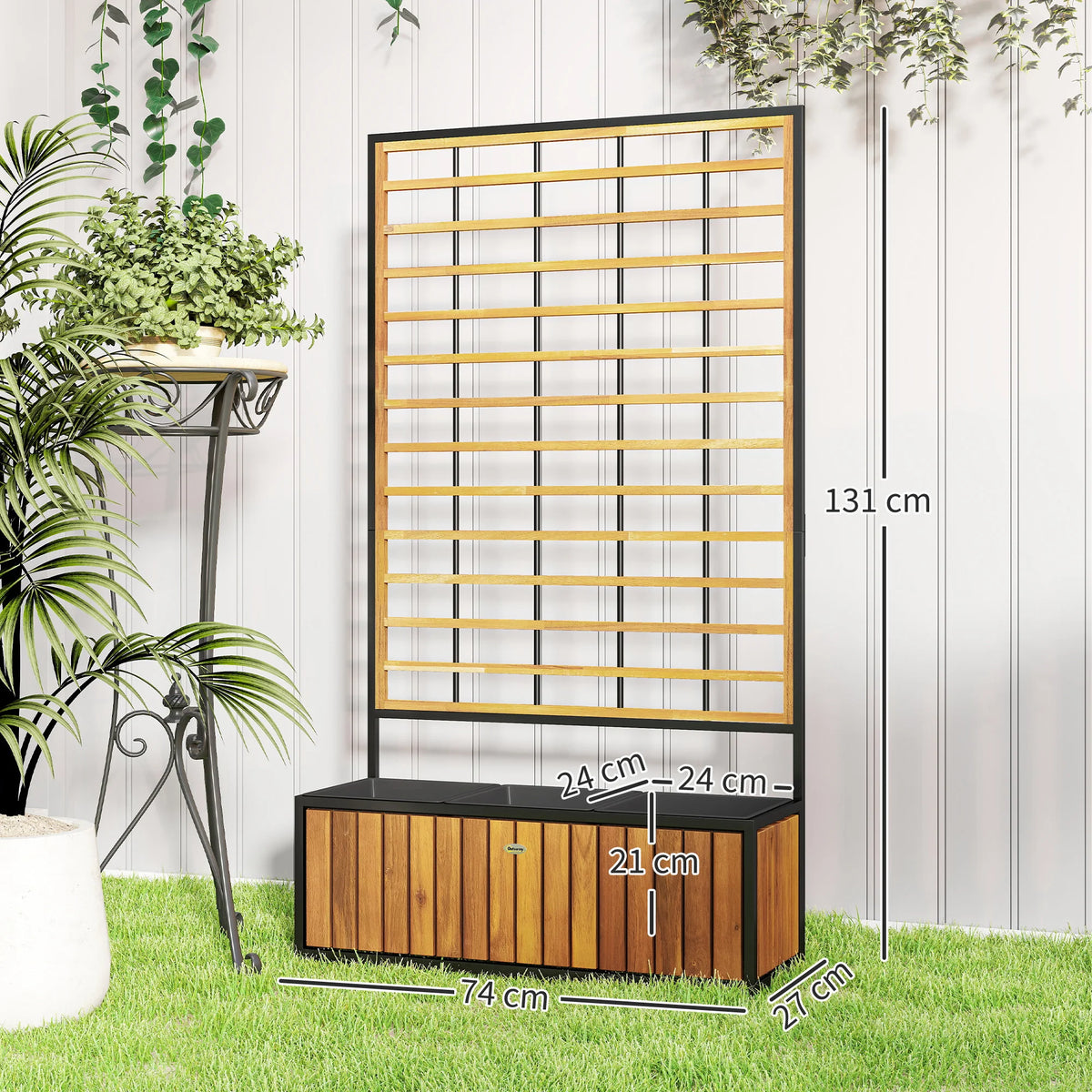 Outsunny Raised Garden Bed With Trellis And Removable Planters