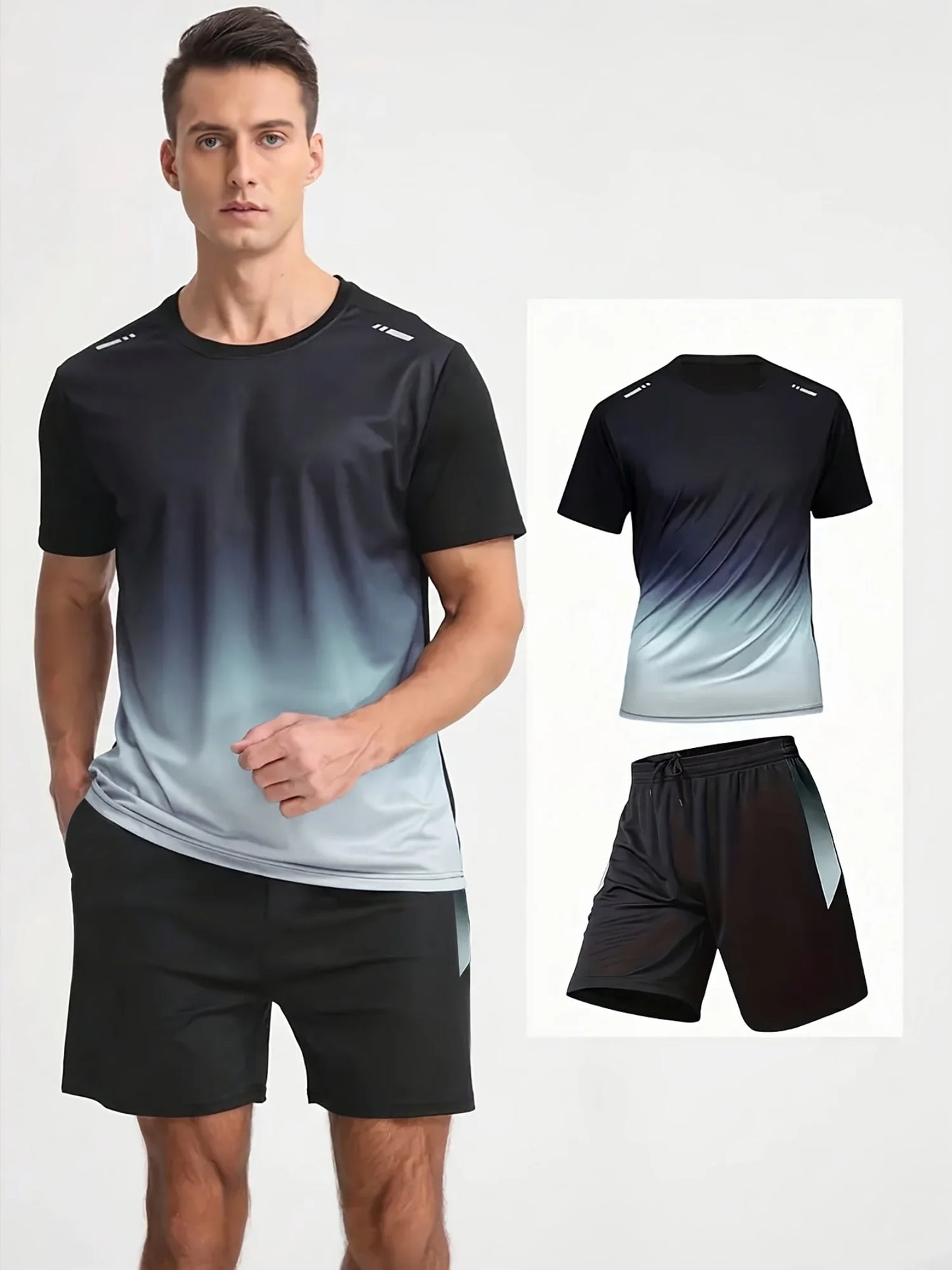 Winthunder Men's 12-Piece T-Shirts And Shorts Set Breathable