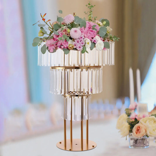 3-Tier Crystal Flower Stand Round Pedestal For Weddings
