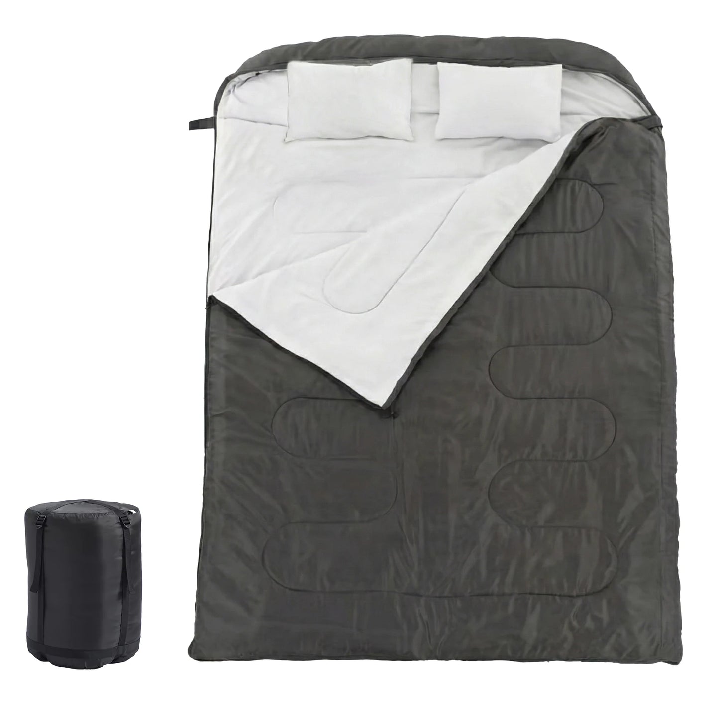 Double Sleeping Bag For Adults With Pillow, Lightweight 3 Season