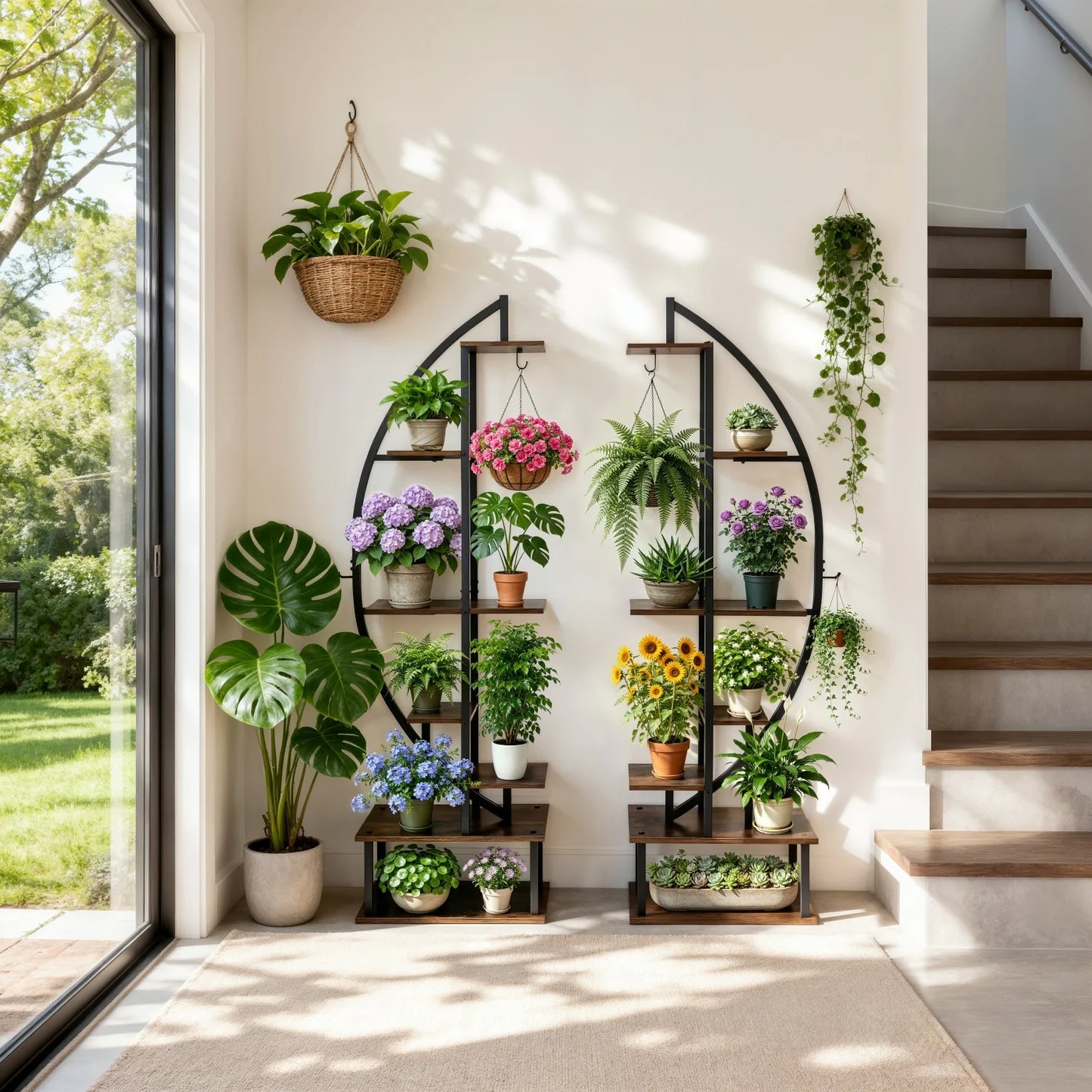 Seven Tier Half Moon Metal Plant Stand And Flower Rack