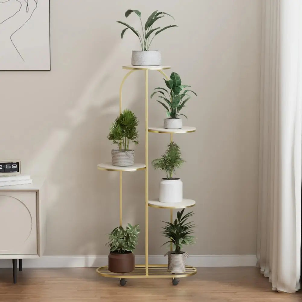 TWISTER.CK Wrought Iron Multi Tier Plant Rack Wheeled Corner